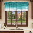 thumbnail image 6 of Ombre Turquoise Waves Curtain Valances for Windows, Kitchen Valance Window Treatments Panel 2 Pack, Abstract Art Gradient Modern Rod Pocket Short Curtains for Bathroom Bedroom 42 x 18 Inch, 6 of 8