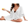 thumbnail image 2 of PENGXIANG Robe de Plage en Chiffon à Manches 3/4, Col en V, Coupe Ample, Couleur Unie, 2 of 5