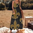 thumbnail image 3 of Black And Gold Fleur De Lis Sleeveless Dress Loose Women's Dress Dresses Luxury Evening Dresses, 3 of 9