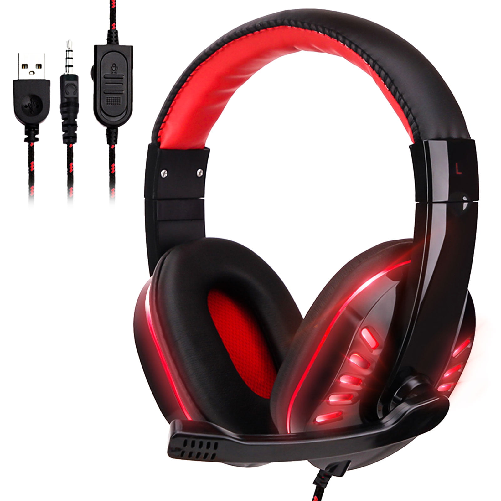 Gaming Headset with Mic for PS4, PC, Xbox One, EEEKit Surround Sound Noise Cancelling Over Ear Headphones with Soft Memory Ear Pads Compatible with Laptop Tablet Mobile Phone