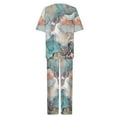 thumbnail image 4 of DTBPRQ Women's Plus Size Loungewear Sleepwear Summer Casual Floral 2 Piece Pajama Sets, Super-Soft Short Sleeve Top With Pants Lounge Sleepwear Ladies Pjs Sets with Pockets, 4 of 5