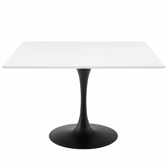 Contemporary Modern Urban Designer Kitchen Room Square Dining Table, Wood Metal Steel, Black White