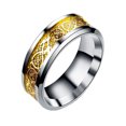 thumbnail image 1 of Unatoiry Unleash Inner Fashionista Unique Dragon Pattern Ring Crafted With Titanium silver + Gold 1Set, 1 of 6