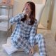 thumbnail image 2 of Conjuntos de pijamas de algodón con pantalones para mujer, ropa de dormir de manga larga con cuello vuelto y bolsillo, Top con botones y pantalones de dibujos animados, 2023, 2 of 4
