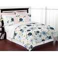 thumbnail image 5 of Sweet Jojo Designs Watercolor Floral Navy Blue And Pink Girl Square Decorative Throw Pillow Covers Set 2 Piece 18in., 5 of 6