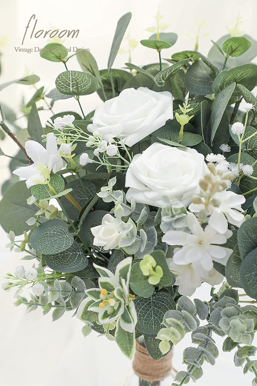 Artificial Flocked Eucalyptus Stems Faux Greenery Spray, 18pcs Best Filler Fake Plants for DIY Wedding Bouquet Centerpieces Arrangement