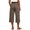01# Brown, variant on Womens Waffle Cargo Capri Pants Drawstring Waist Three Quarter Trousers Multi Pocket Cropped Jogger Sweatpants Black S