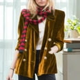 thumbnail image 4 of Lovzfmll Women's Velvet Blazer, Relaxed Fit Double Breasted Button Front Yellow, 2XL, 4 of 4