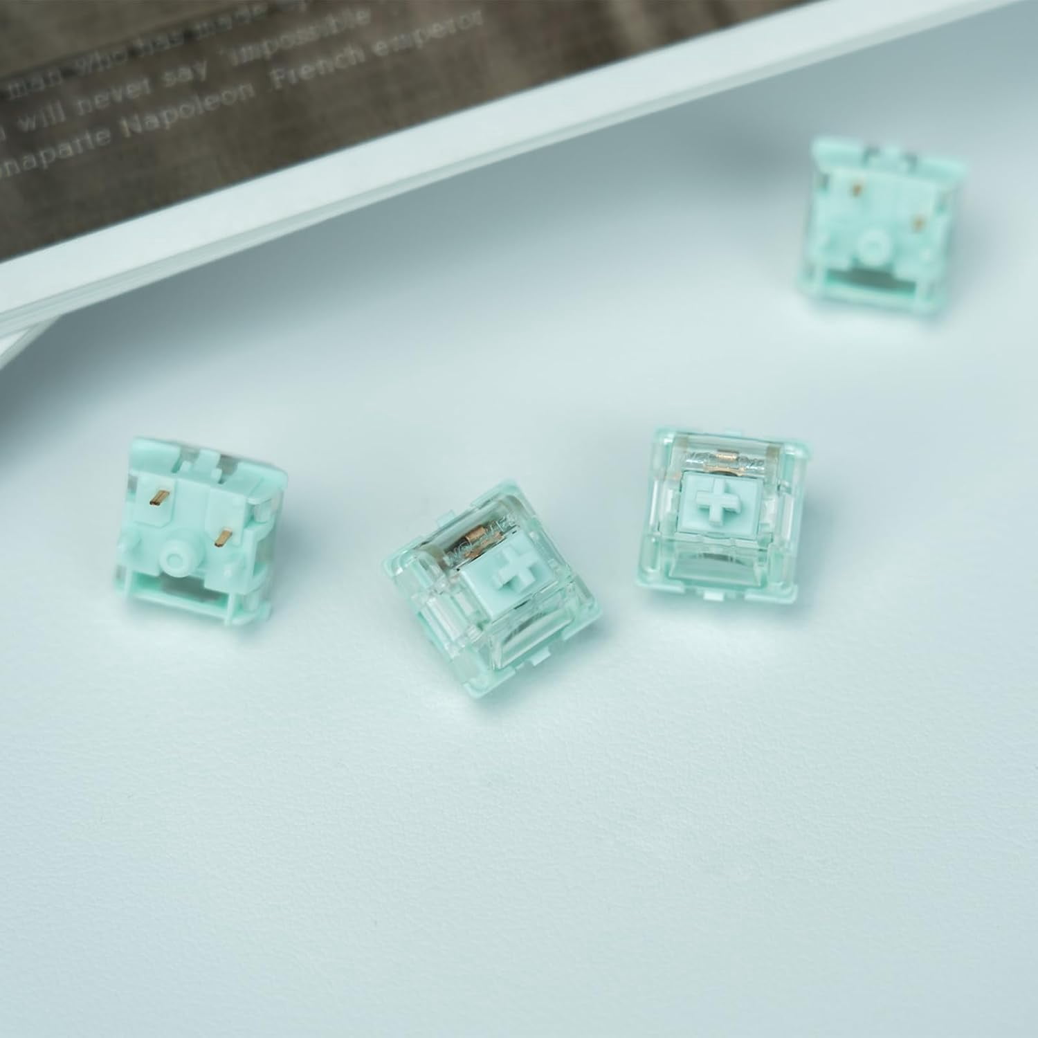 GATERON Jelly Series Keyboard Switches, Linear Tactile Silent RGB LED 5 Pin Factory Pre-lubed Full POM Key Switches for MX Mechanical Keyboard (mint,110pcs)