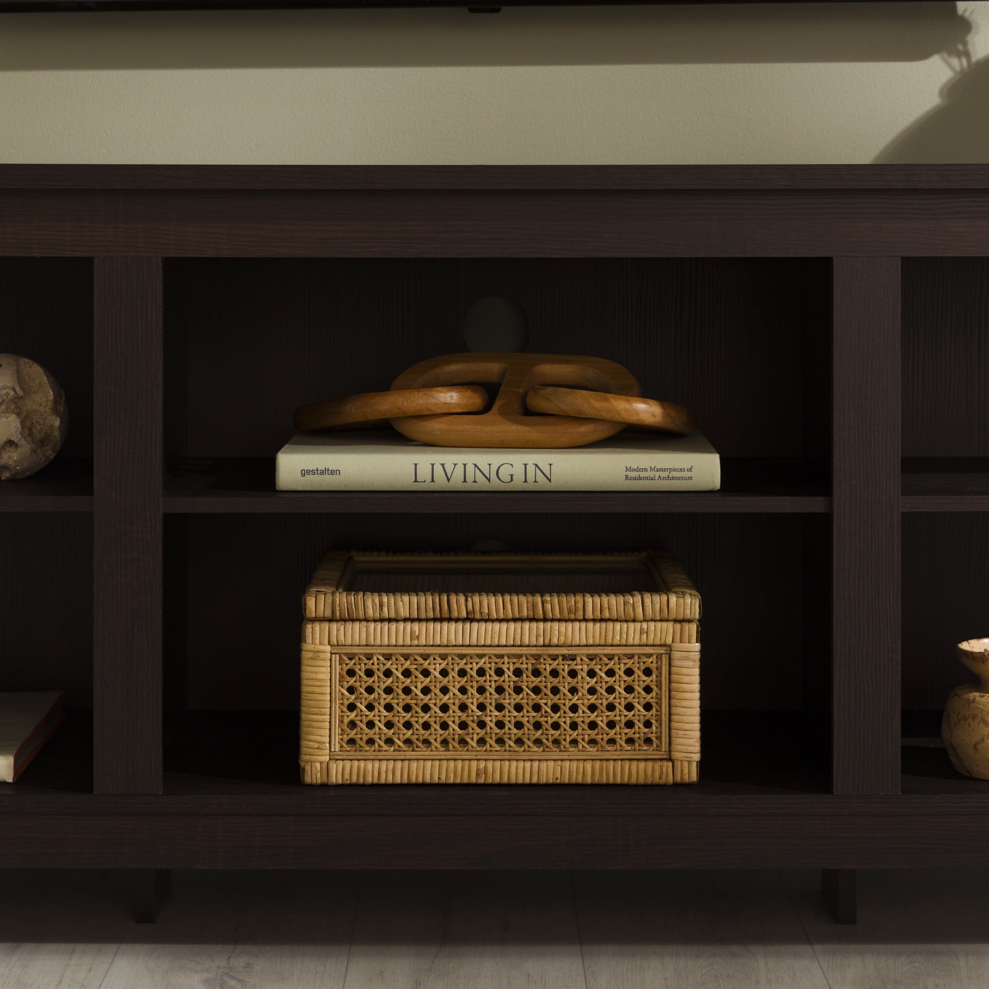 Woven Paths Open Storage TV Stand for TVs up to 80", Espresso