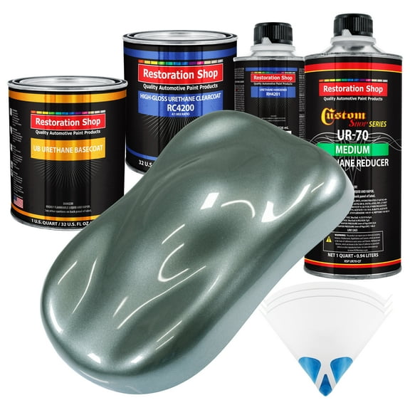 Steel Gray Metallic Quart URETHANE BASECOAT CLEARCOAT Car Auto Body Paint Kit