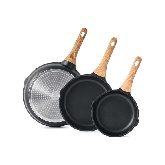 Kordisen 3 Pcs Non-stick Frying Pan Set, 8", 9.5" & 11" Skillets, Induction Bottom Compatible Cookware