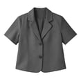 thumbnail image 5 of FRSASU Women's Business Casual Cropped Blazer Lapel Collar Short Sleeve Open Front Button Down Suit Jacket Work office Blazer Dark Gray, 5 of 9