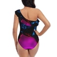 thumbnail image 5 of Pofeuu Futuristic Purple Panther A、 Print Women's One Piece Swimsuits One Shoulder Swimwear Asymmetric Ruffle Monokinis Bathing Suits-XX-Large, 5 of 6