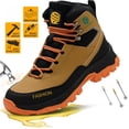 thumbnail image 4 of XQJ Men's Steel Toe Work Boots Non-Slip High Top Lace-Up Shoes Work For Industrial & Construction Use Protective Shoes Boots Waterproof Wear-Resistant Steel Toe Safety Shoes-Brown Size 6.5, 4 of 8