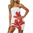 thumbnail image 4 of ZZwxWA Womens Sexy Strapless Floral Pattern Bodycon Tube Mini Dresses Summer Skinny Sleeveless Backless Bandeau Tube Dress, 4 of 7