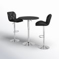 thumbnail image 3 of PULUOMIS 3 Pieces Bar Stools Set, Modern PU Leather Adjustable Swivel Black Bar Stool with Back, Set of 2 with Black Bar Table, 3 of 8