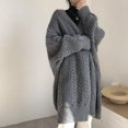 thumbnail image 1 of Suéter de mujer largo estilo otoño-invierno, cárdigan de punto, moda retro, sencillo, grueso, suelto, torcido, abrigo para mujer, 1 of 5