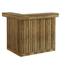 Resenkos corner bar table, L-Shaped Home Bar Unit, 4-Tier Corner Liquor Bar Table, Industrial Wine Cabinet Reception Desk for Home Pub, Brown