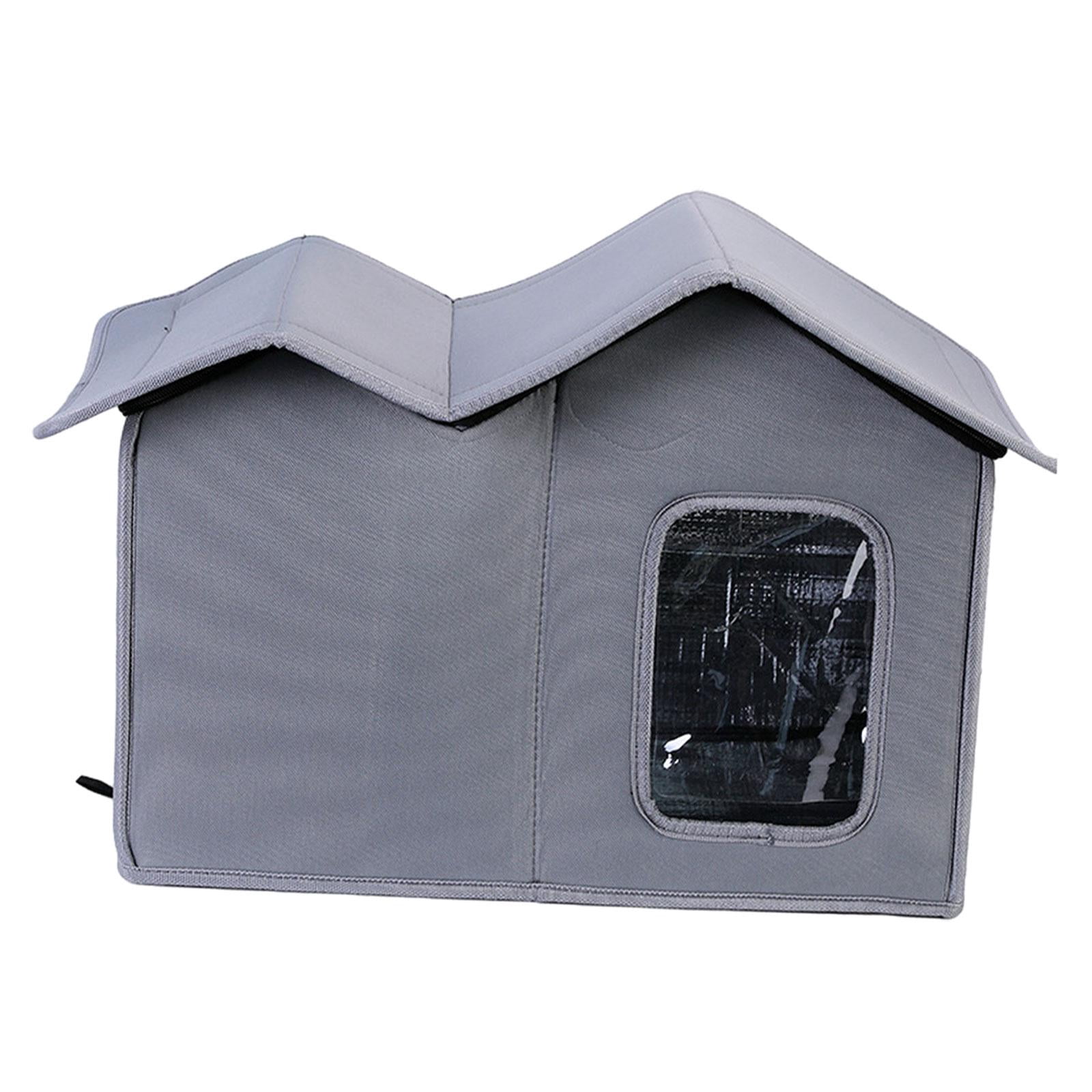 Gazechimp Outdoor Cat House,Weatherproof Pet Dogs Shelter, Feral Cats House Warm Oxford Cloth  Insulated Dog House Sleeping for Kitten,Puppy Kennel Garden Backyard Courtyard, Gray
