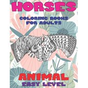 Coloring Books for Adults Easy Level - Animal - Horses (Paperback)