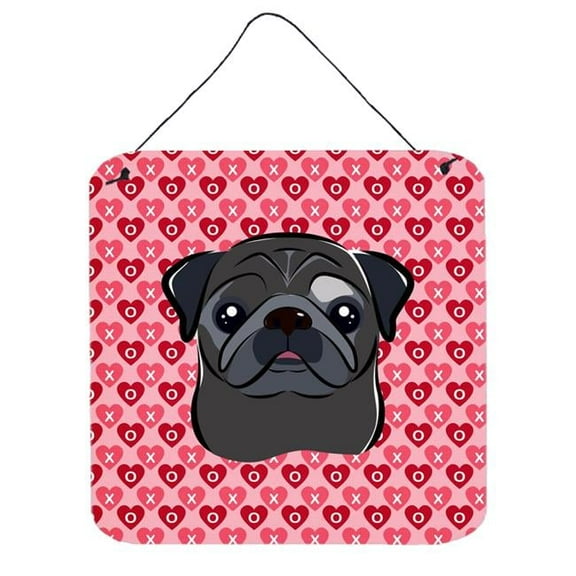 Black Pug Hearts Wall or Door Hanging Prints