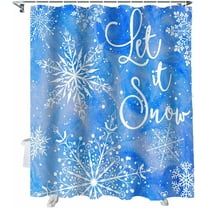 Christmas Shower Curtain Snowflake Shower Curtains for Bathroom Decor Blue Snowy Winter Christmas Decoration Bath Curtains Sets with Hooks Waterproof, 72x72 in