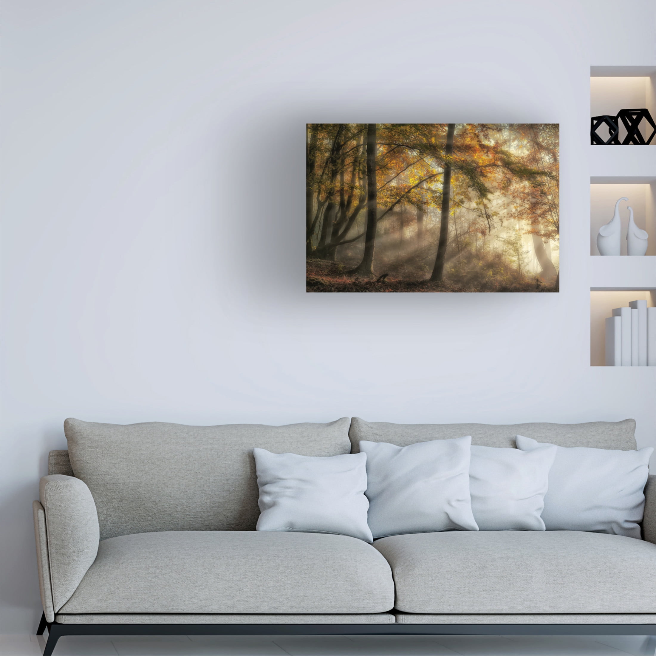 Canvas Wall Art - Fran Osuna 'The Lights Of The Forest' Wall Art for Living Room, Bedroom, or Office Décor by Trademark Fine Art - 19 x 12 Inches