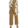 thumbnail image 2 of Pantalones Y Conjunto Superior para las Mujeres Pantalones de Piernas Anchas de Tres Piezas Que Coinciden Longline Duster Jacket Vestido de Cárdigan Floral Marino Sólido, 2 of 5