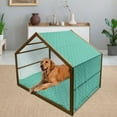 thumbnail image 2 of Damask Pet House, Abstract Old Fashioned Pattern with Grungy Looking Floral Motifs Eastern Details, Outdoor & Indoor Portable Dog Kennel with Pillow and Cover, 5 Sizes, Sea Green, by Ambesonne, 2 of 4