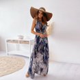 thumbnail image 4 of MesaSe Robes Maxi d'Été pour Femmes Imprimé Tropical Robes de Plage Col en V Sans Manches Taille Haute Lacée Robe Maxi Fluide Robe d'Été, 4 of 9