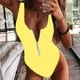 thumbnail image 2 of Gibobby Trajes de Baño Mujer Traje de baño Bikini Cremallera Natación Ropa de playa sexy Traje de baño de mujer Trajes de baño sólidos Una pieza(Amarillo,G), 2 of 5