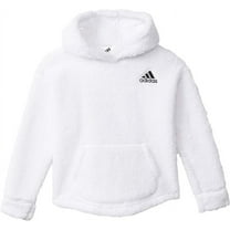 Adidas Big Girls Sherpa Fleece Pullover Hoodie - White S 0