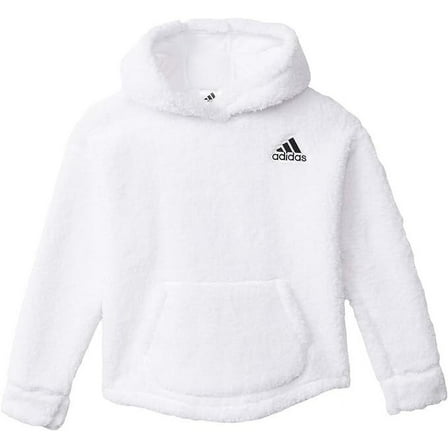Adidas Big Girls Sherpa Fleece Pullover Hoodie - White S 0