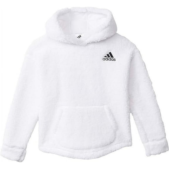 Adidas Big Girls Sherpa Fleece Pullover Hoodie - White S 0