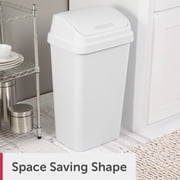 Sterilite Kitchen Trash Can, 13 Gallon Plastic Garbage Bin with Swing Top Lid, White