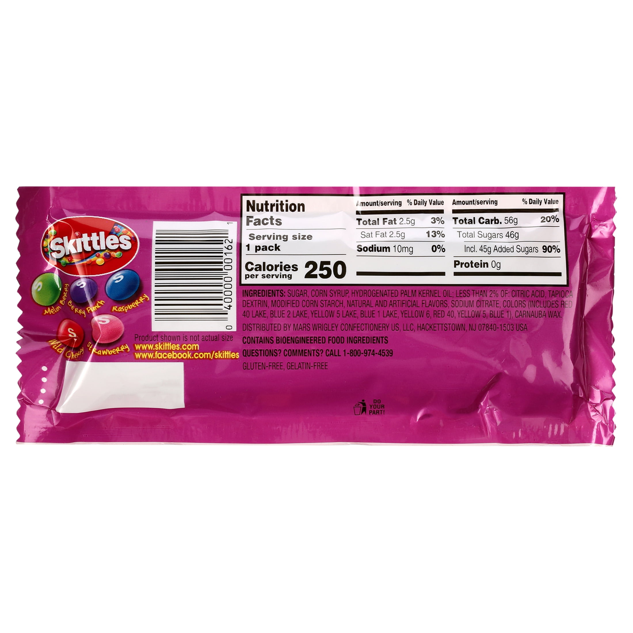 Skittles Wild Berry Chewy Candy, Full Size, 2.17 oz, 36-count