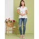 thumbnail image 3 of Blusa Estampado Floral Allegra K Mangas Cortas Cuello De Corbata Peplum Top Para Mujer Blanco S, 3 of 6
