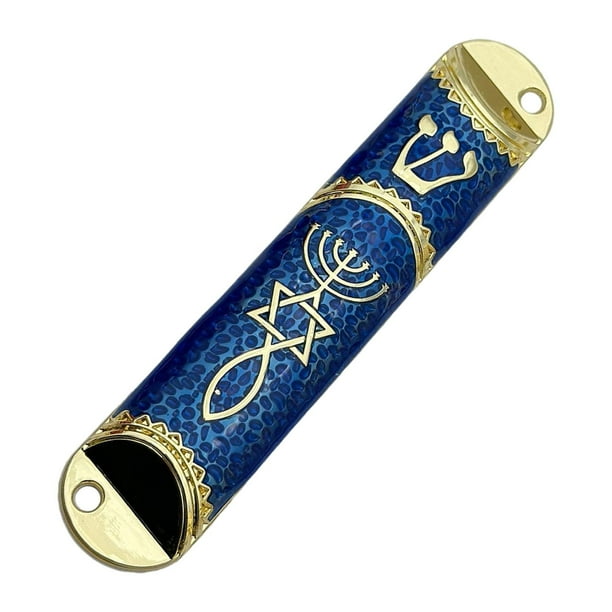 Mezuzá de 10,6 cm para puerta, bendición del hogar, elegante símbolo de prosperidad. Azul