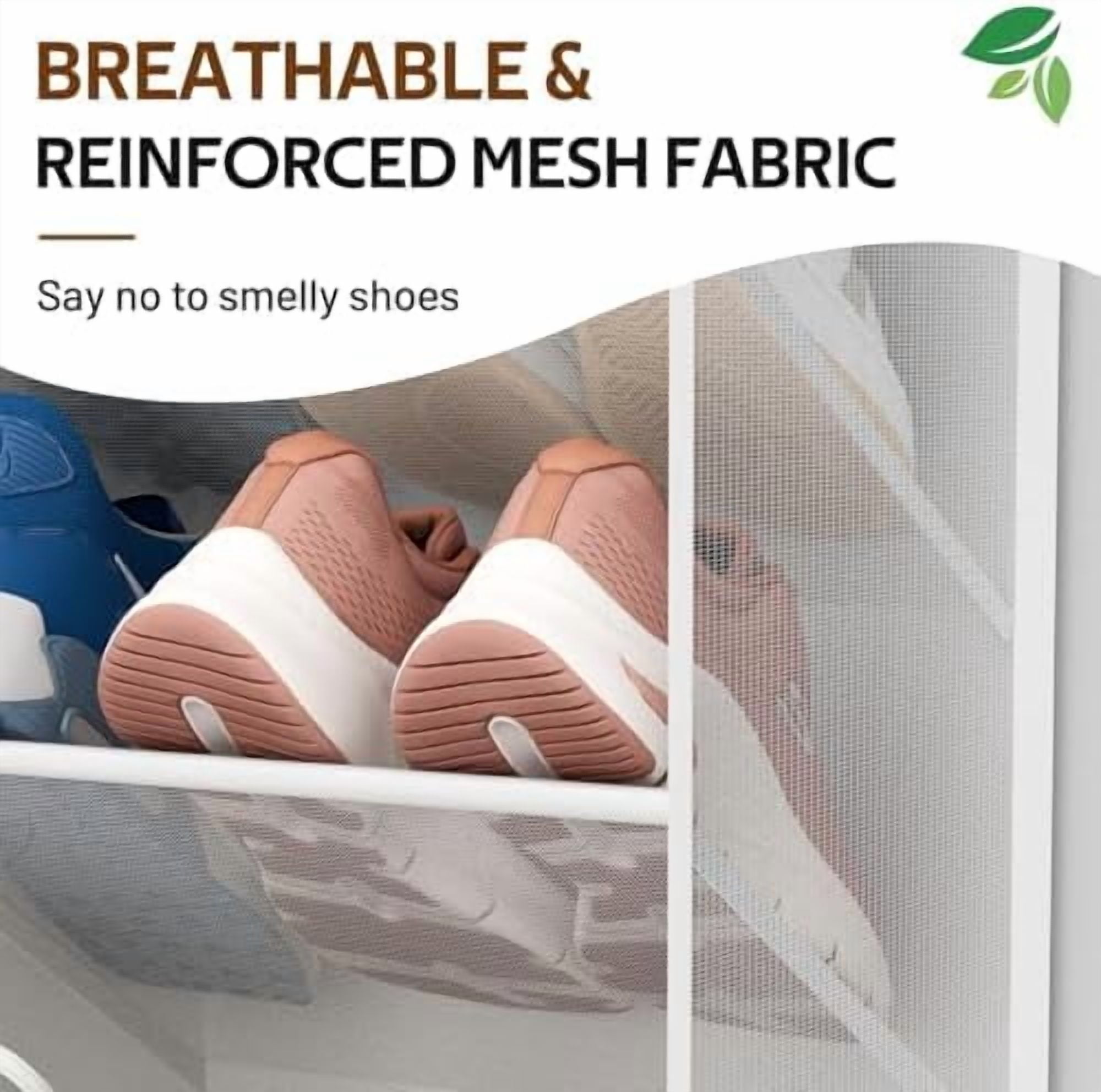 30 Pairs Over the Door Shoe Organizer Breathable Mesh Hanging Shoe Rack for Closet Storage with Wide Deep Pockets 10 Tier Shoes Holder Fit All the Family's Sneakers, Boots, Heels (White, 71")