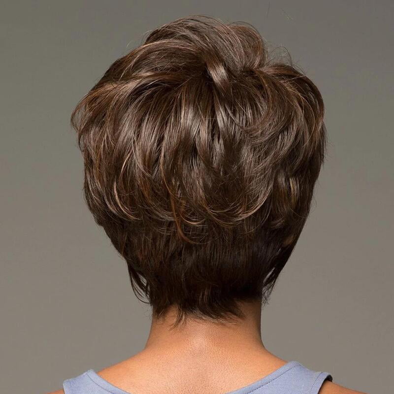 Wig short curly hair dark brown fluffy short bangs women's wig natural and realistic