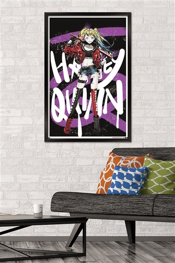 DC Comics - Harley Quinn Anime - Bat Wall Poster, 22.375" x 34", Framed
