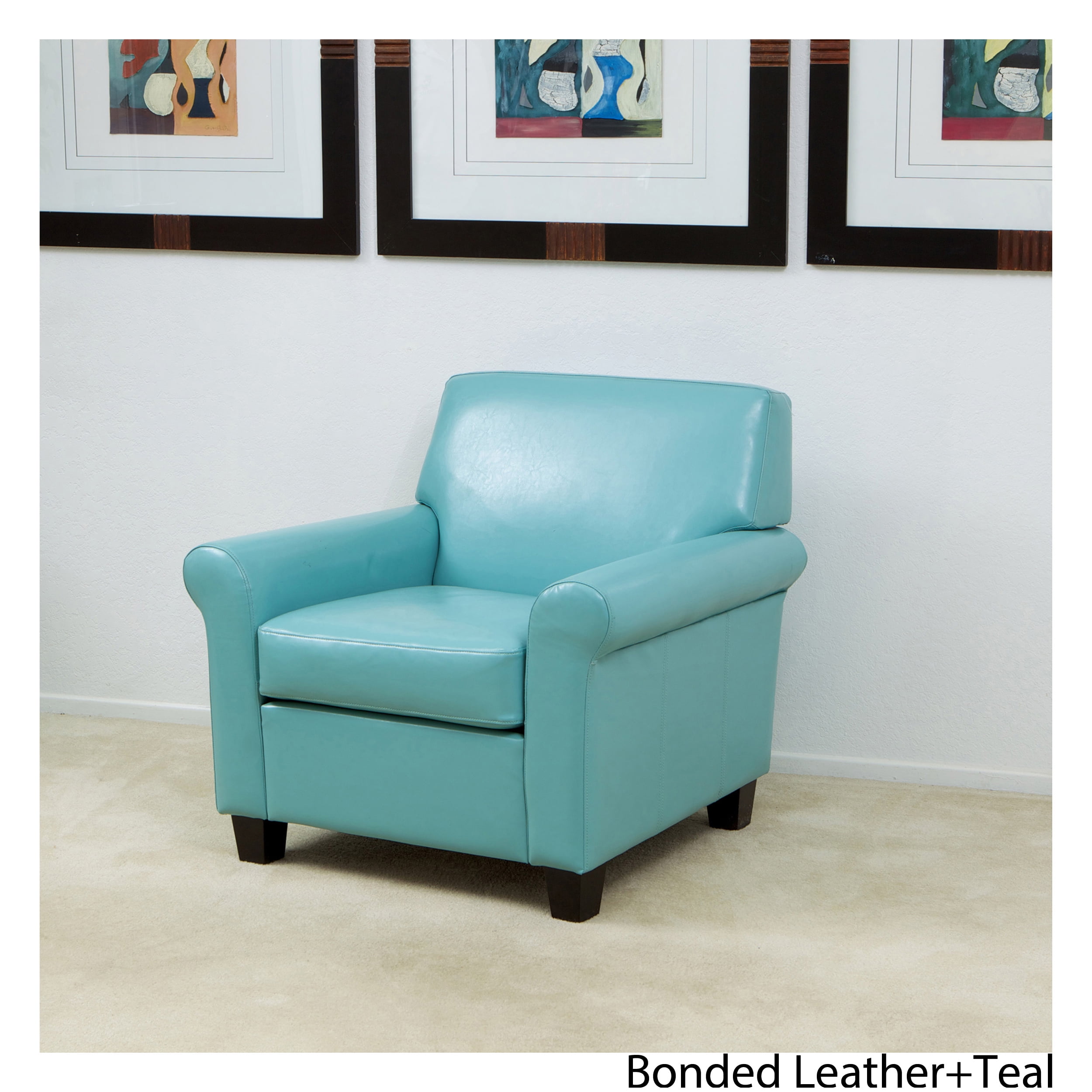 Wallace Teal Blue Leather Club Chair Walmart Canada