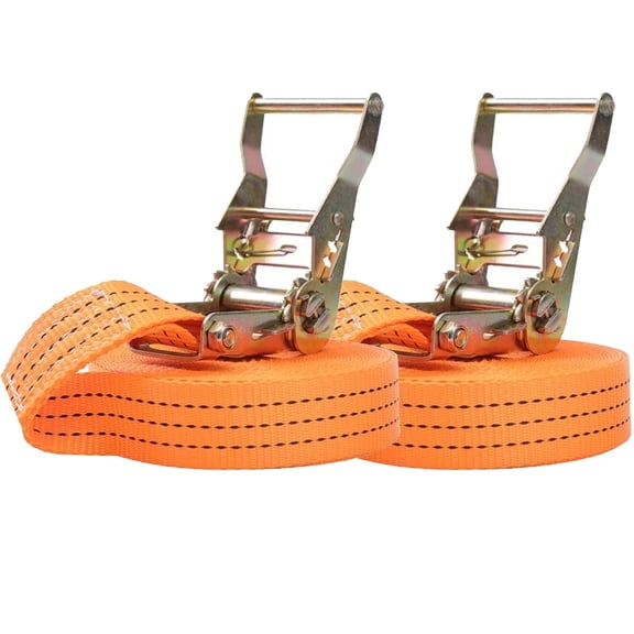 2Pcs 2" x 32.8' Ratchet Tie Down Straps, Heavy Duty Cargo Lashing for Truck, Trailer, Warehouse