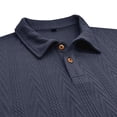 thumbnail image 6 of Yaoyar Mens Textured Knit Polo Shirts Short Sleeve Regular Fit Stretchy Golf Shirts Solid Casual Button Tees Stylish Tops, 6 of 6