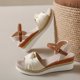 thumbnail image 5 of Bmisegm Women's Summer Fashion Roman Open Toe Bow Sandals Casual Comfortable Fish Mouth Wedge Sandals Sandals Women Summer White 9.5, 5 of 6