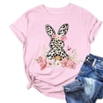 thumbnail image 3 of Women's Fashion Casual Easter Print Crew Neck Short Sleeve T-Shirt Rabbit Egg Print Top Pink XL, 3 of 3