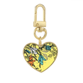 thumbnail image 1 of Modern Art Lily Flowers s Drawing Gold Heart Keychain Metal Keyring Holder, 1 of 3