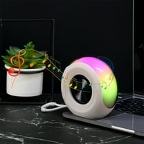 HOZVOMI Bluetooth 5.3 Speaker with Low Latency Wide Area Sound Effect RGB Colorful Lights High Battery Life Multifunctional Wireless, White