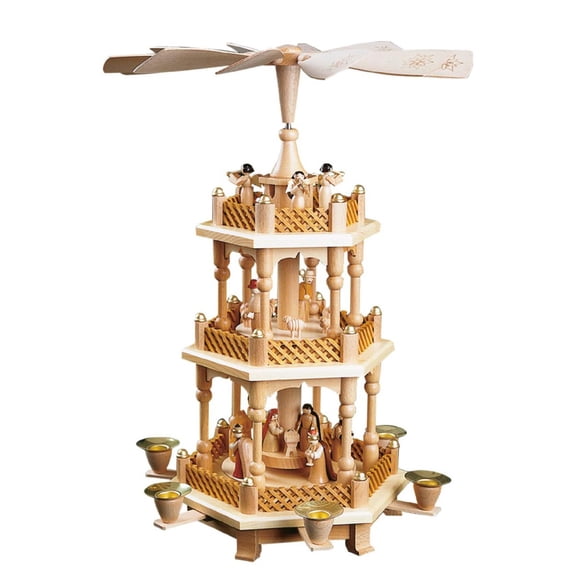 Alexander Taron 17.25" Richard Glaesser 3-Tier Nativity Scene Christmas Pyramid Candle Holder